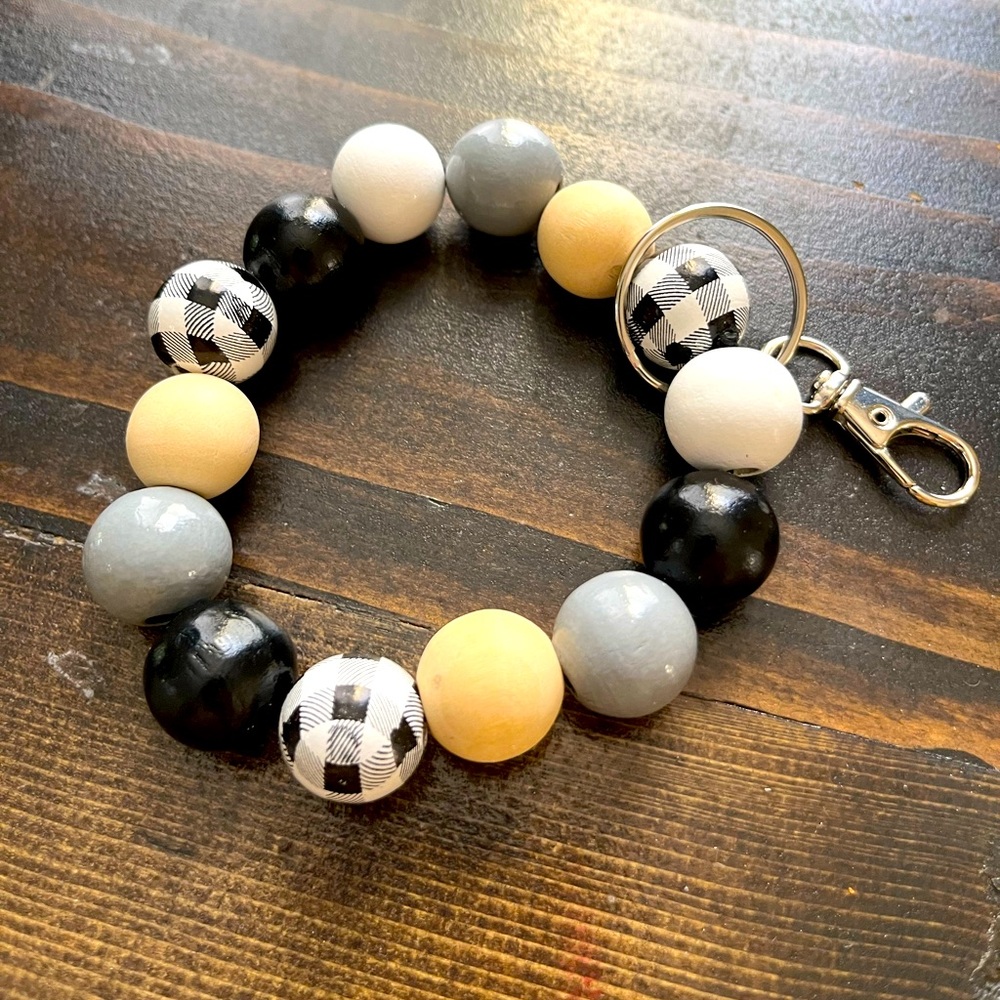 Wood bracelet keychain
